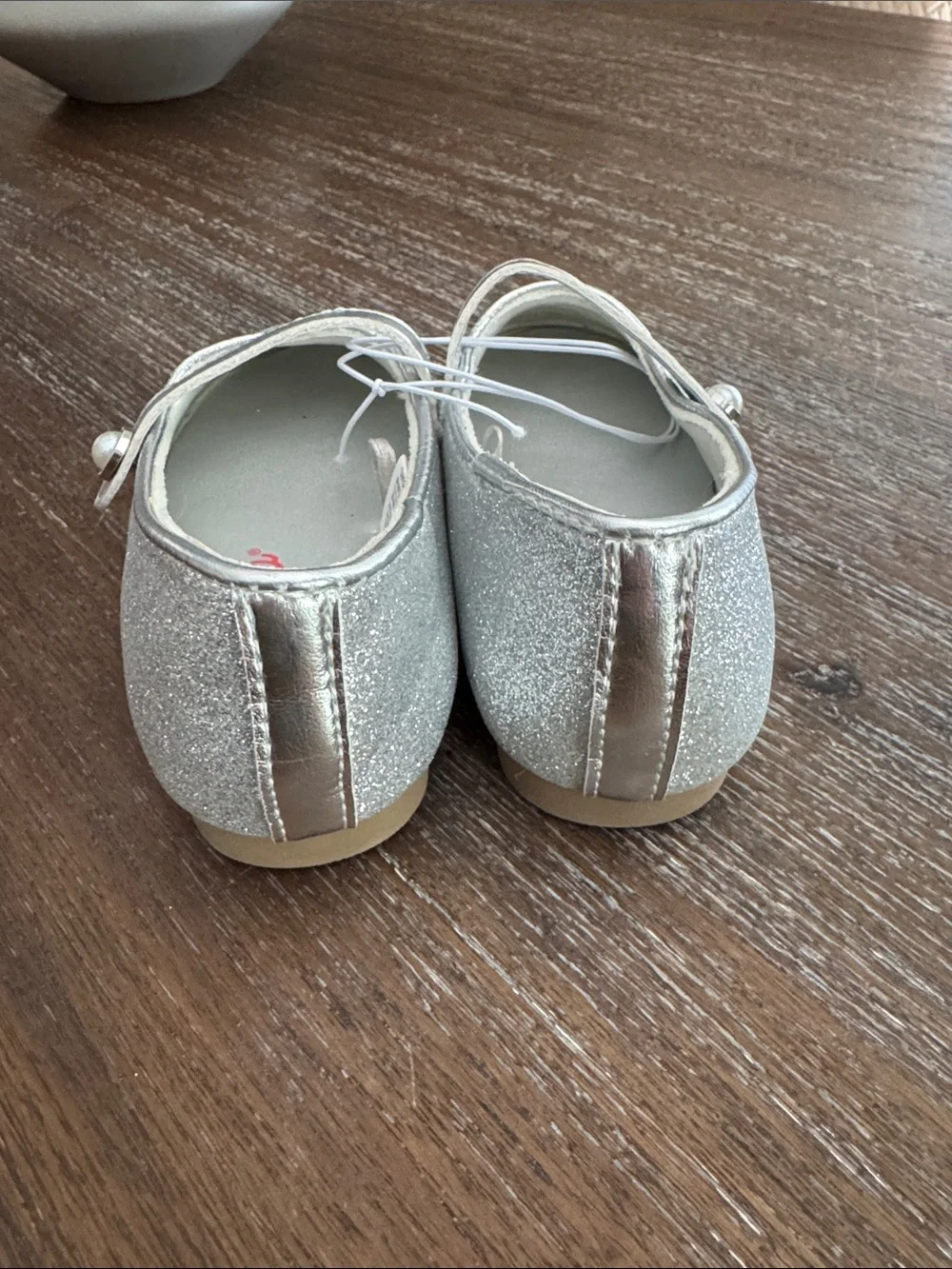 Jellypop Glitter Silver Mary Jane Dress with Pearl Strap size 8